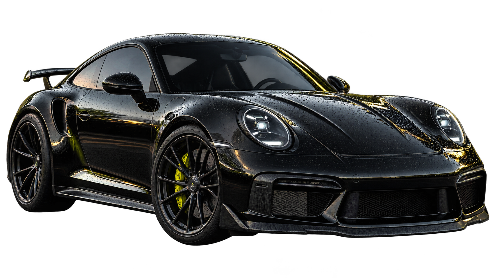 Coche deportivo negro recién detallado